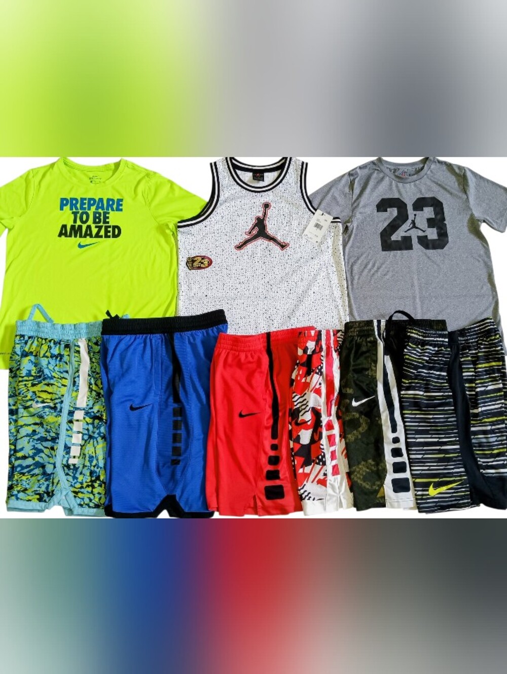 NIKE DRI-FIT ELITE BOYS SIZE XLARGE 18/20 TOPS AND SHORTS CLOTHING BUNDLE NEW!